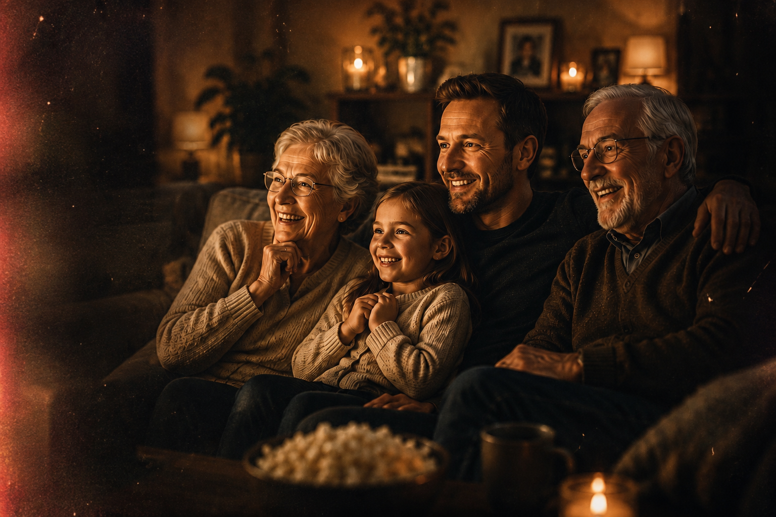 Eine Familie erlebt gemeinsam einen warmen, emotionalen Moment.
